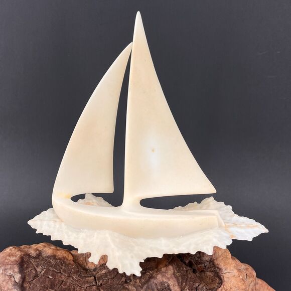 John Perry Sailboat Pullucida Burlwood Vintage MCM Signed - Picture 4 of 13